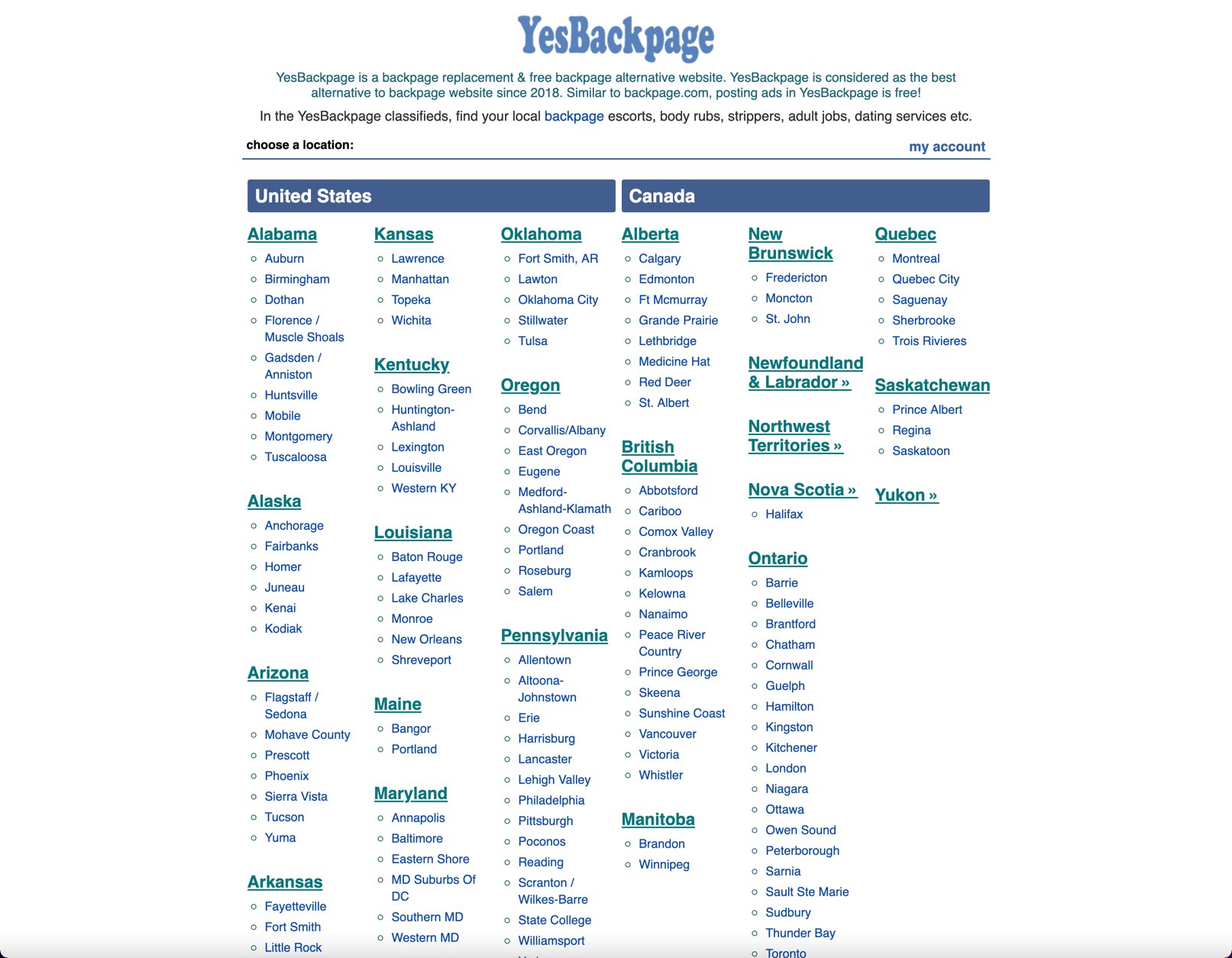 YesBackPage and BackPage Alternative Escort Sites Like YesBackPage pic